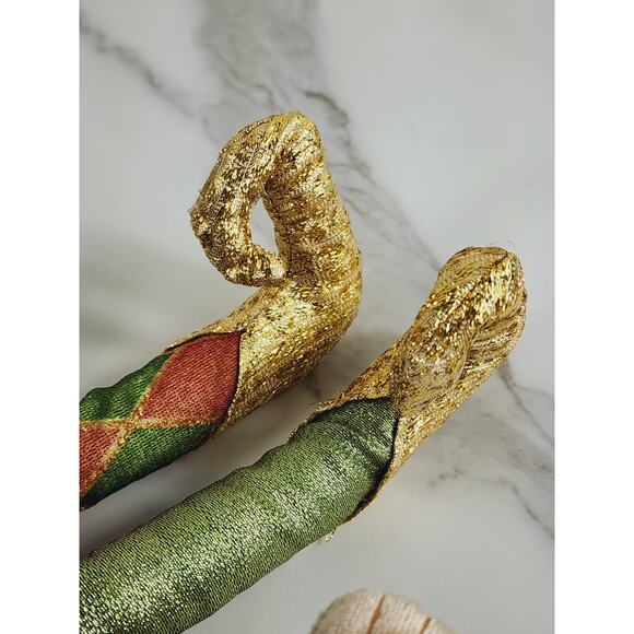 Christmas Jester Monkey Victorian Stuffed Harlequin Large 15" Green 90s Vintage - Picture 12 of 15